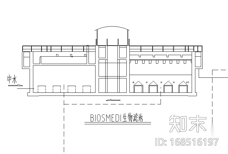 电厂中水回用流程施工图（CAD）cad施工图下载【ID:168516197】