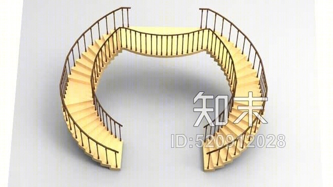带扶手的双螺旋楼梯SU模型下载【ID:520912028】