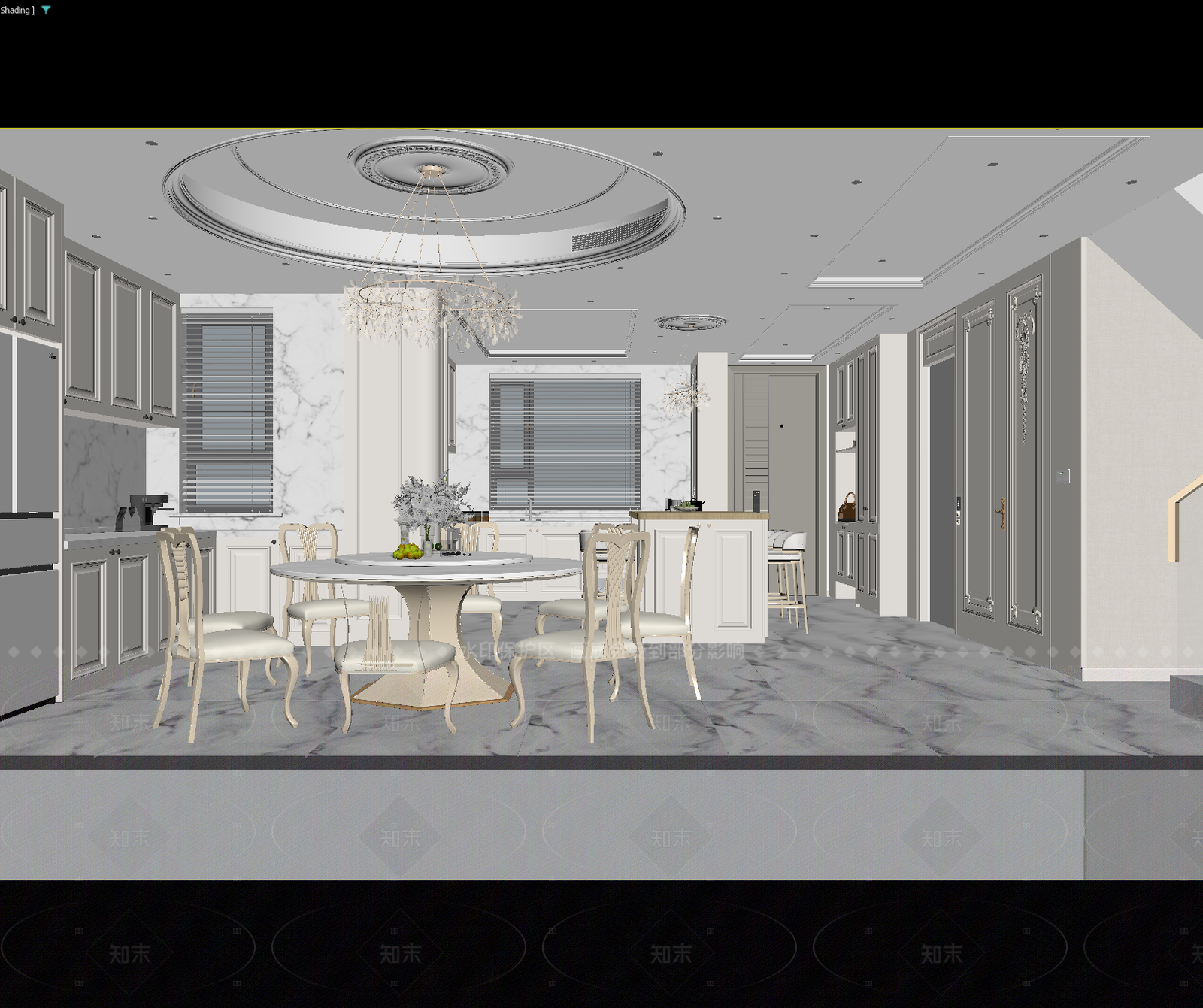 法式家居餐厅3D模型下载【ID:1214931177】