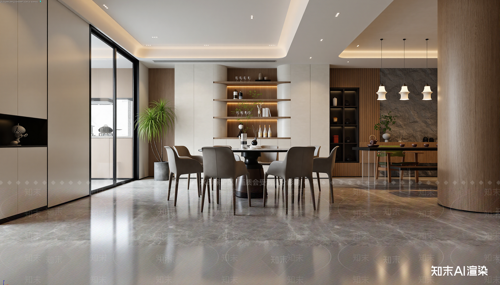 现代家居餐厅3D模型下载【ID:1222019160】