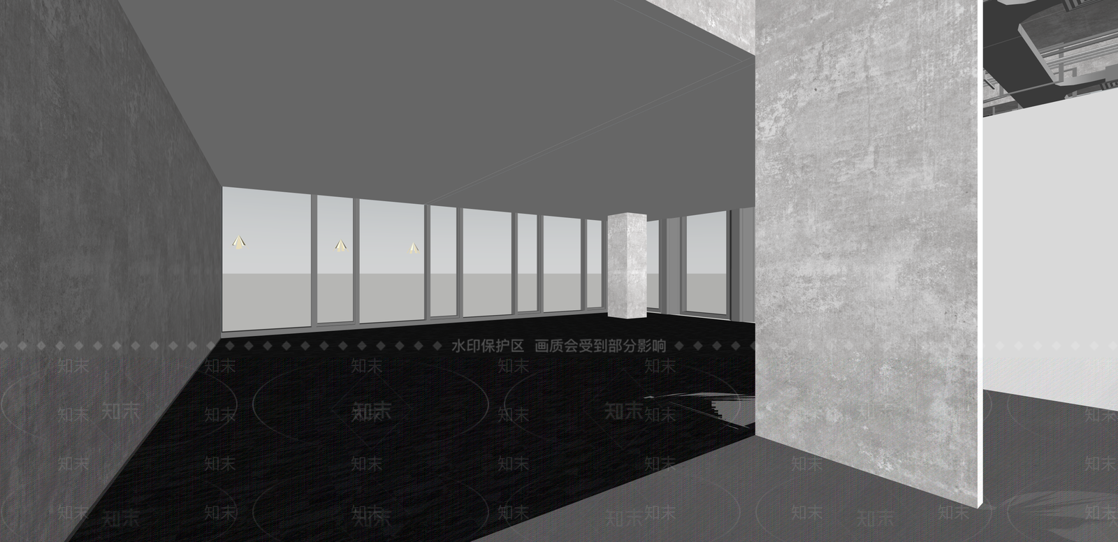 现代办公大堂SU模型下载【ID:1215205972】