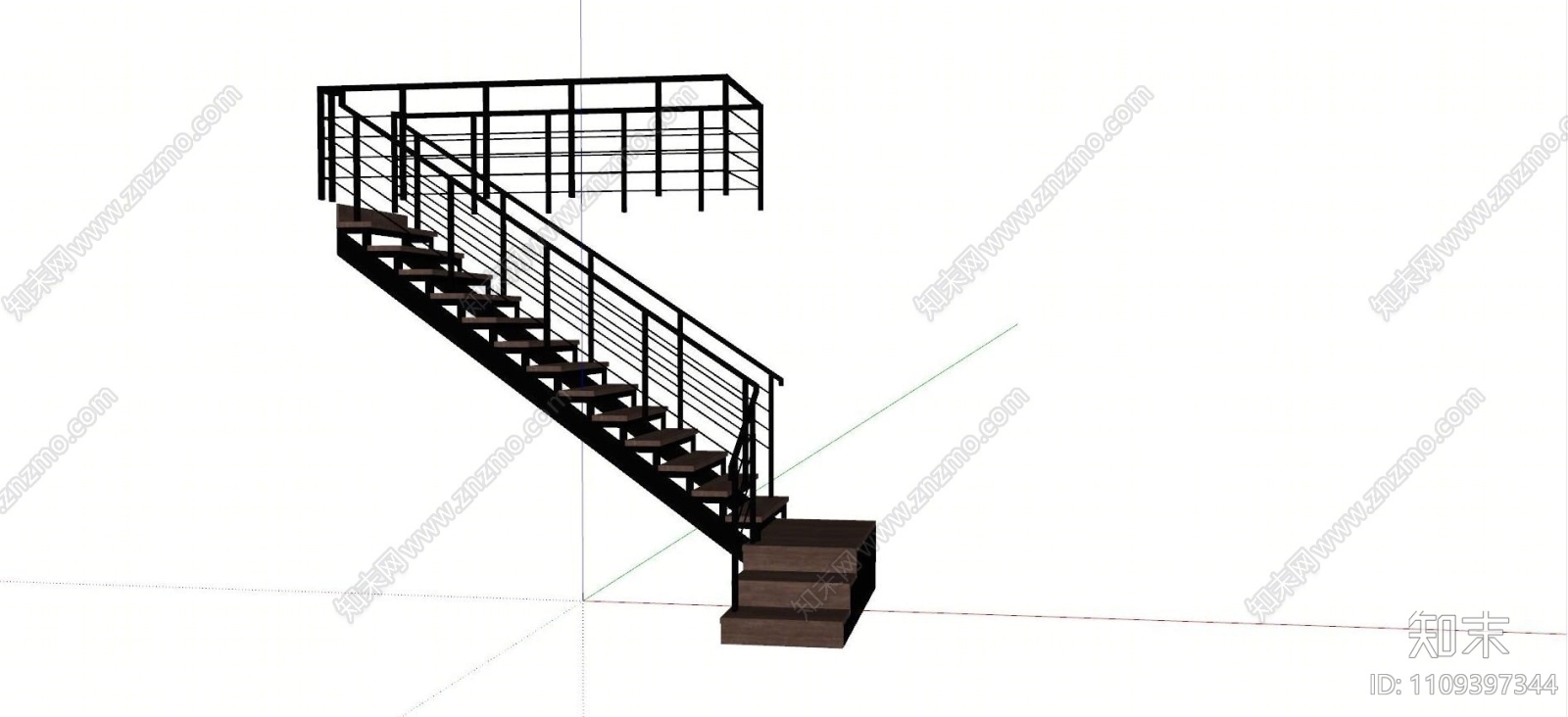 现代扶手楼梯SU模型下载【ID:1109397344】