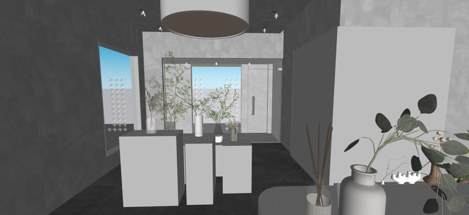 现代艺术展厅SU模型下载【ID:1222131224】