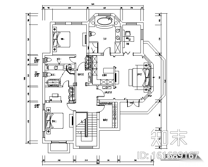 [江苏]欧式雅致奢华独栋别墅设计施工图（附效果图）cad施工图下载【ID:161689167】