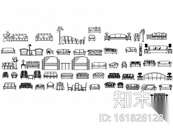 全套家具CAD图块下载cad施工图下载【ID:161826128】