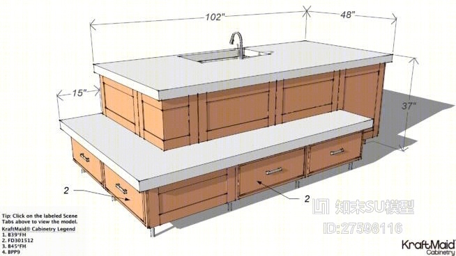 厨房台面SU模型下载【ID:119305712】