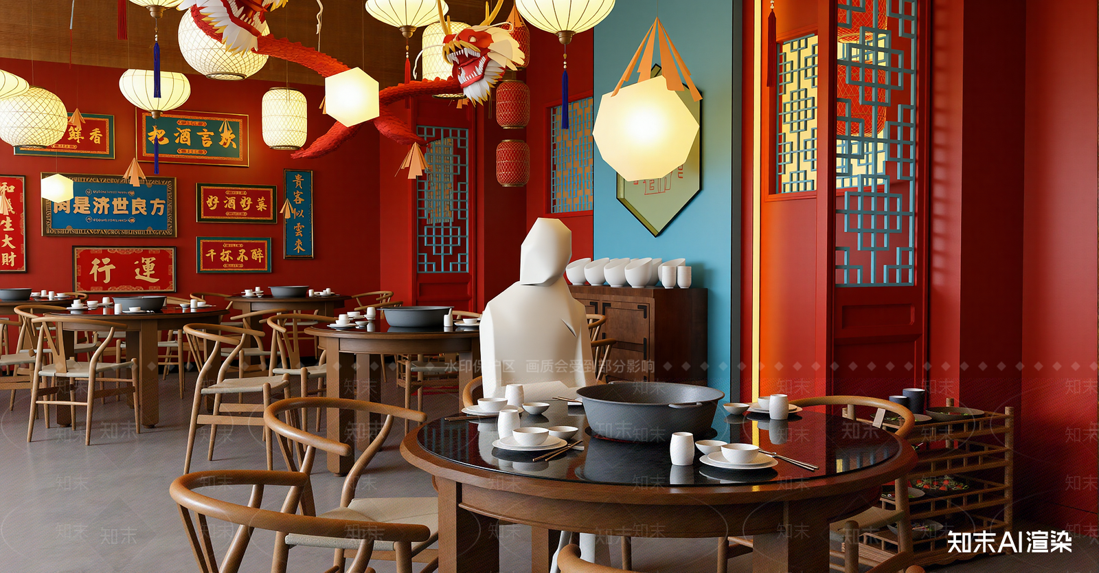 中式火锅店SU模型下载【ID:1216037879】