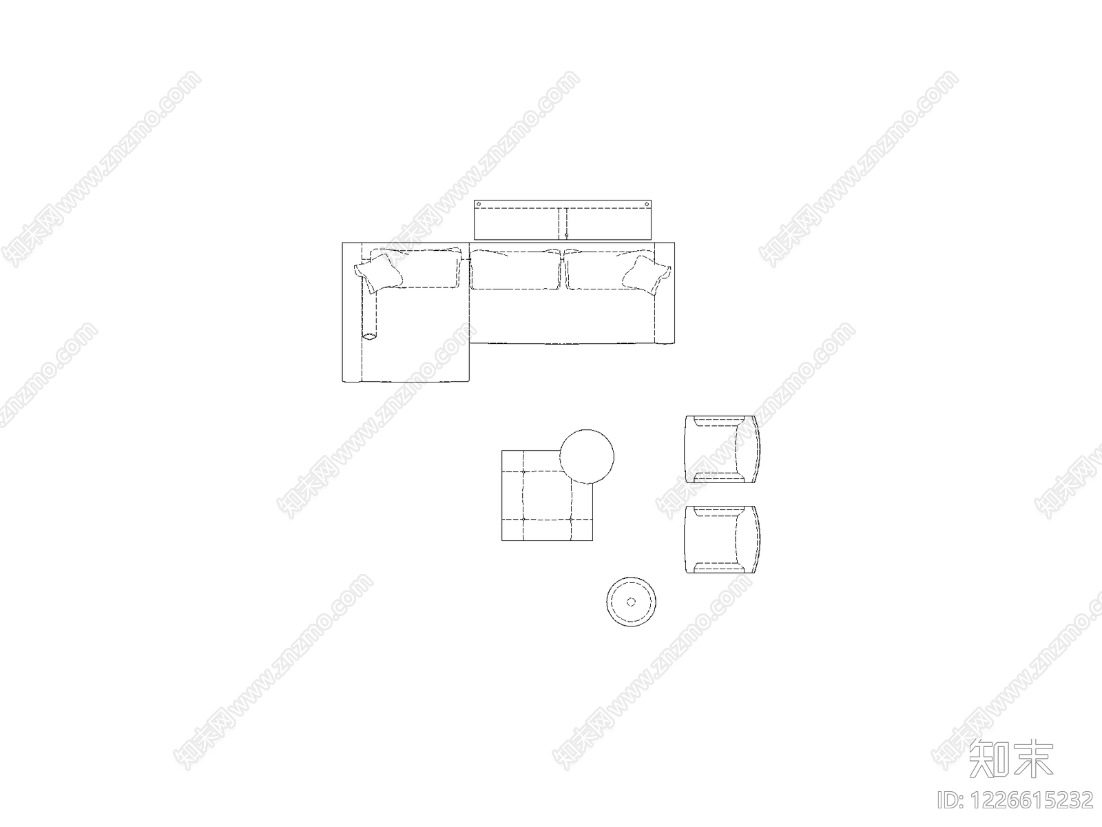 沙发cad施工图下载【ID:1226615232】