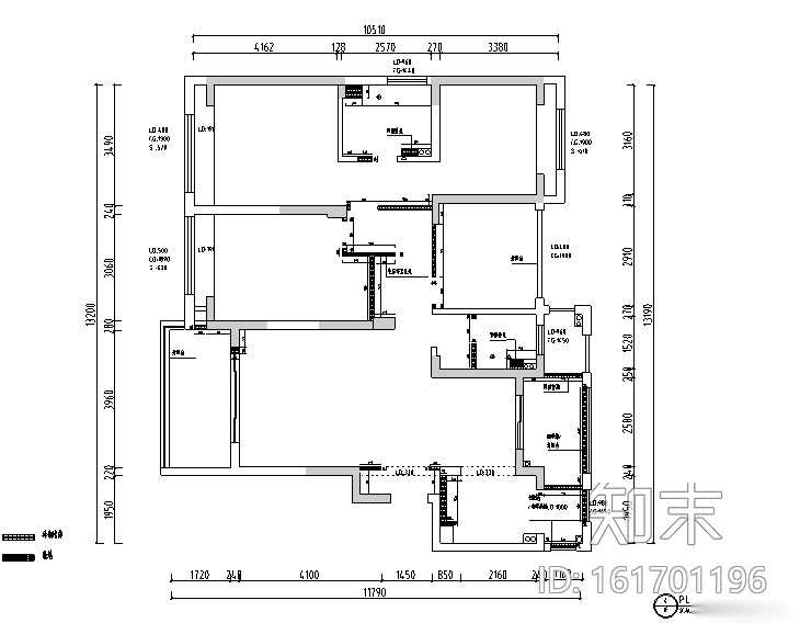 绿地华尔道名邸美式三居室样板房设计施工图（附效果图...cad施工图下载【ID:161701196】