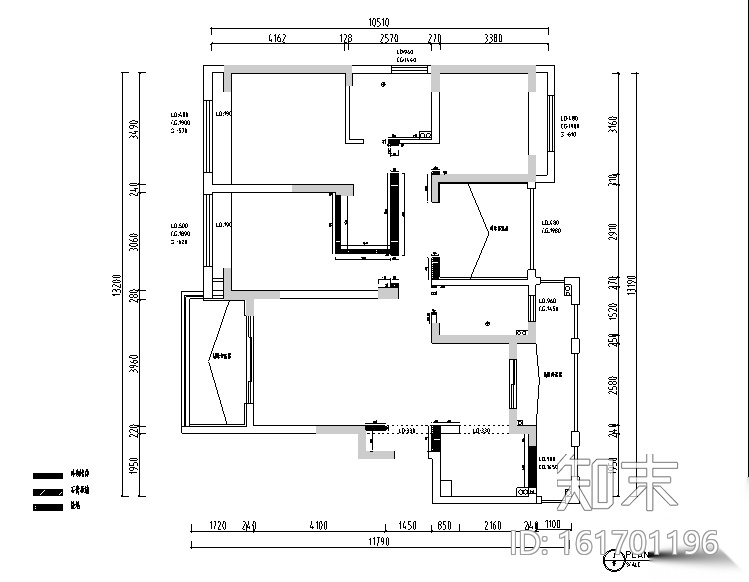 绿地华尔道名邸美式三居室样板房设计施工图（附效果图...cad施工图下载【ID:161701196】