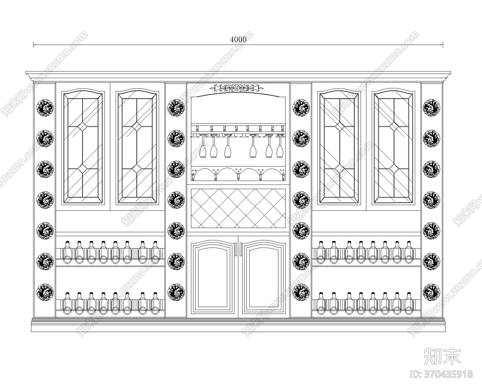 酒柜设计图纸16-2004版本cad施工图下载【ID:370435918】