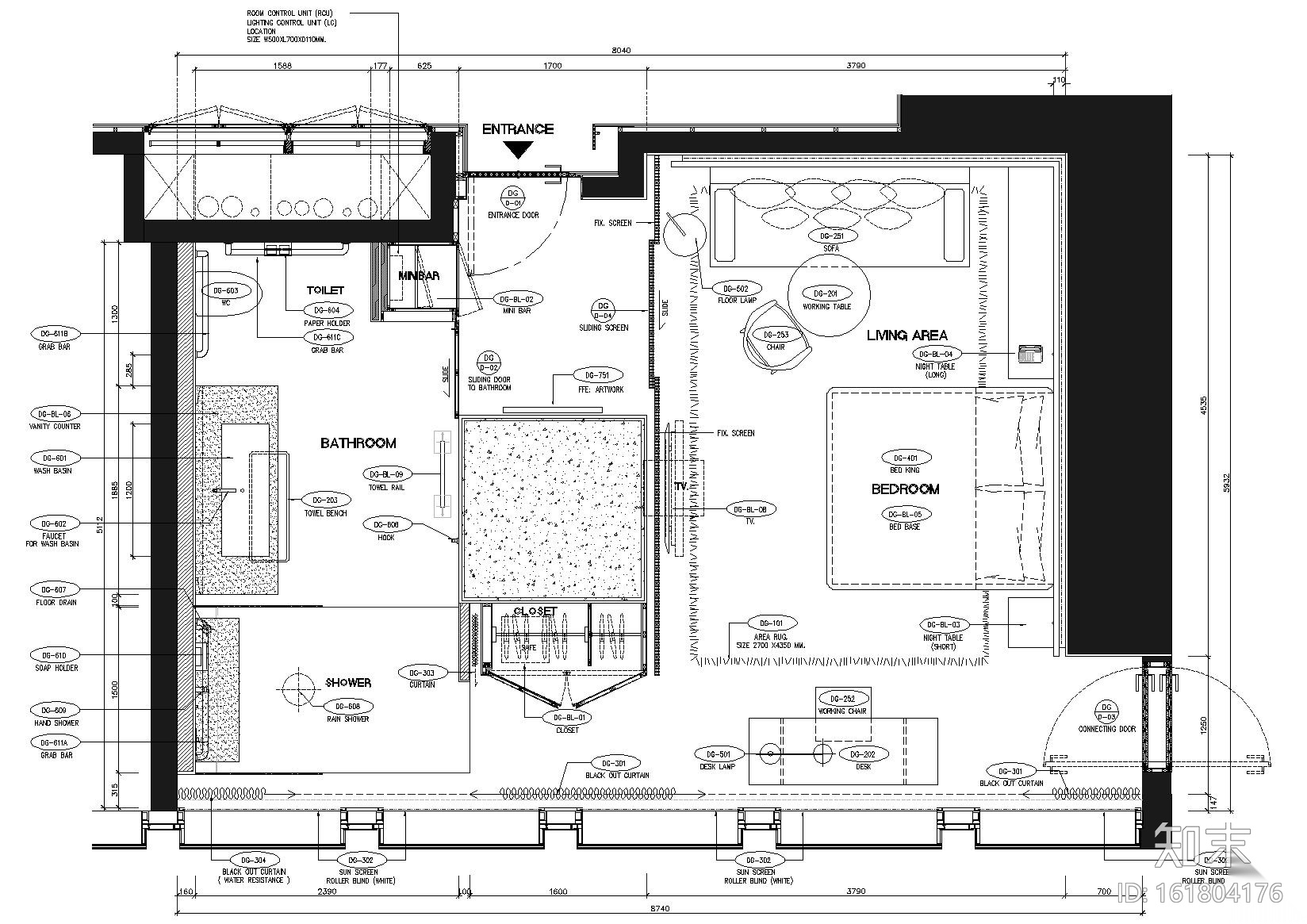 曼谷艾迪逊酒店2019客房样板间设计标准图纸施工图下载【ID:161804176】