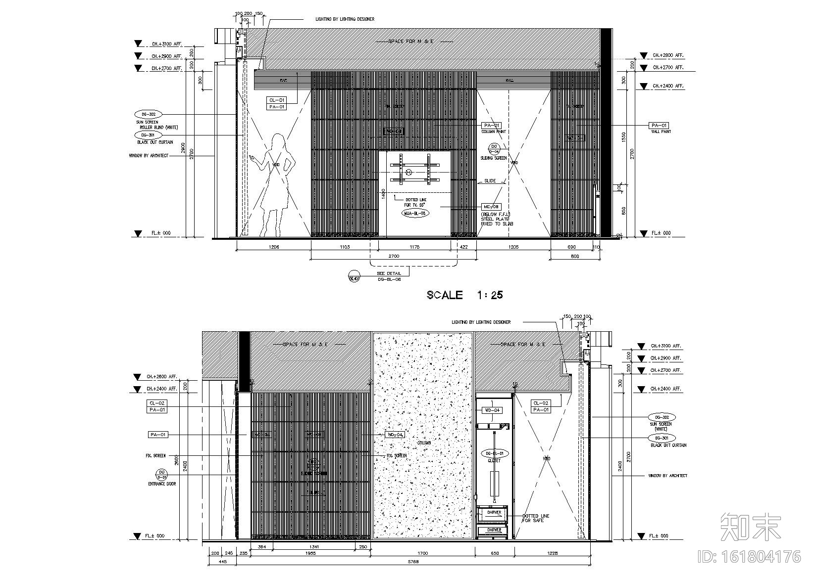 曼谷艾迪逊酒店2019客房样板间设计标准图纸cad施工图下载【ID:161804176】