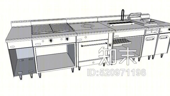 餐厅厨房集SU模型下载【ID:520971198】