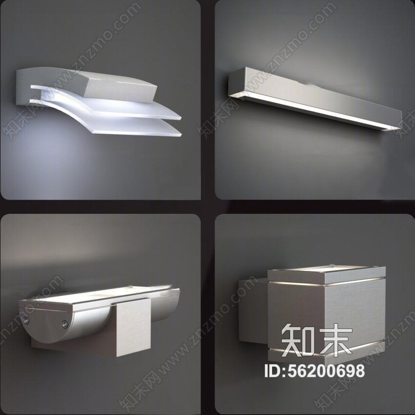 现代金属壁灯组合3D模型下载【ID:56200698】