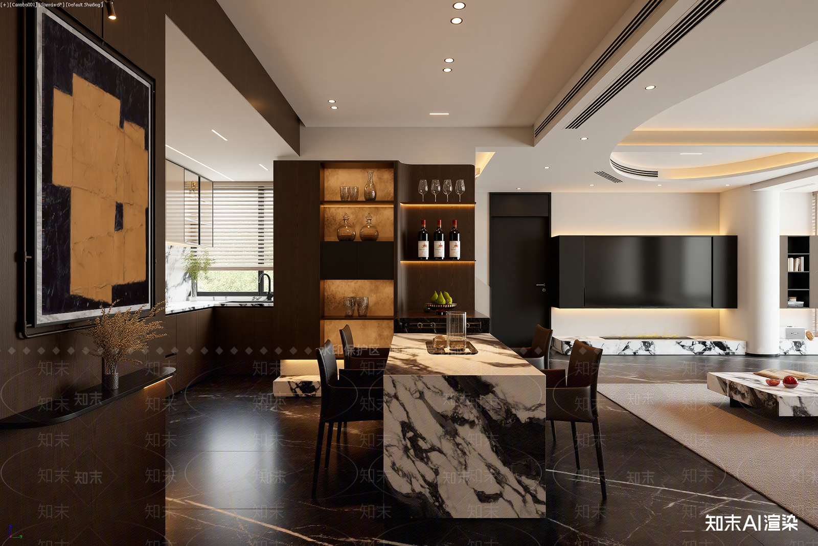 现代客餐厅3D模型下载【ID:1221697664】