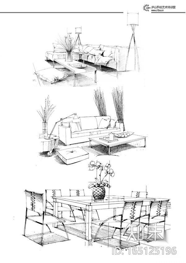 [学生资料]56张室内手绘线稿施工图下载【ID:165125196】