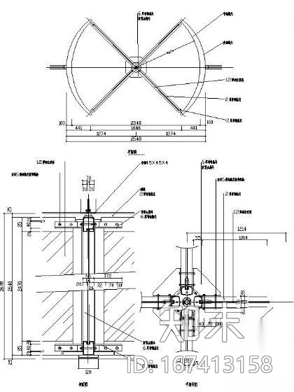 旋转门cad施工图下载【ID:167413158】