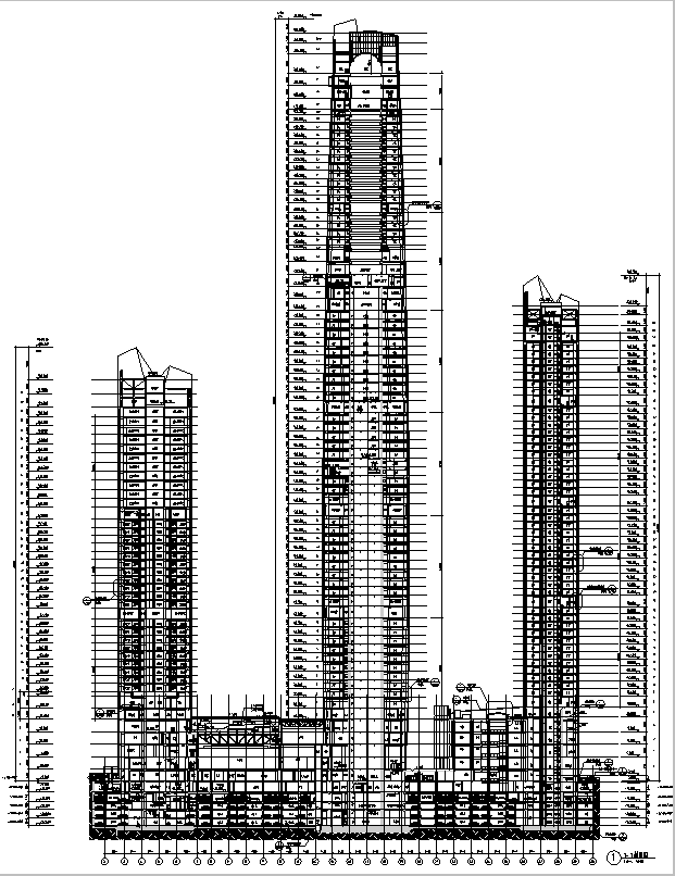 [山东]300米超高层某知名酒店办公综合施工图（16年酒...cad施工图下载【ID:151647106】