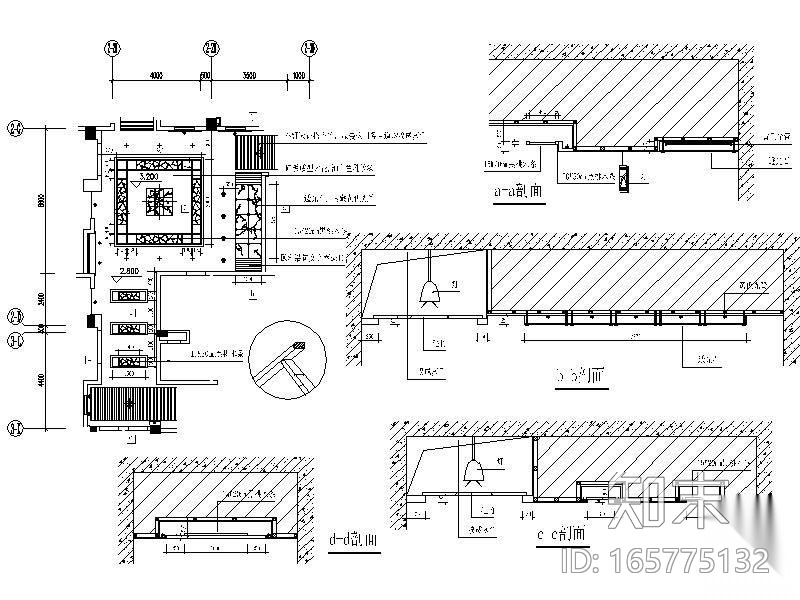 洗浴大堂吊顶详图cad施工图下载【ID:165775132】