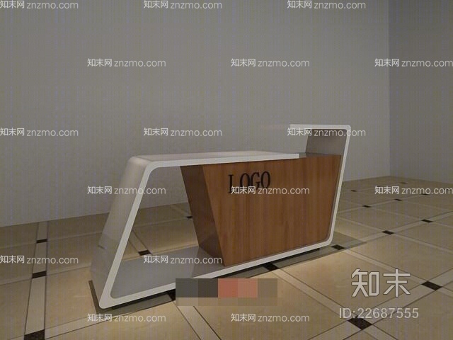 现代棕色木艺前台桌3D模型下载【ID:22687555】