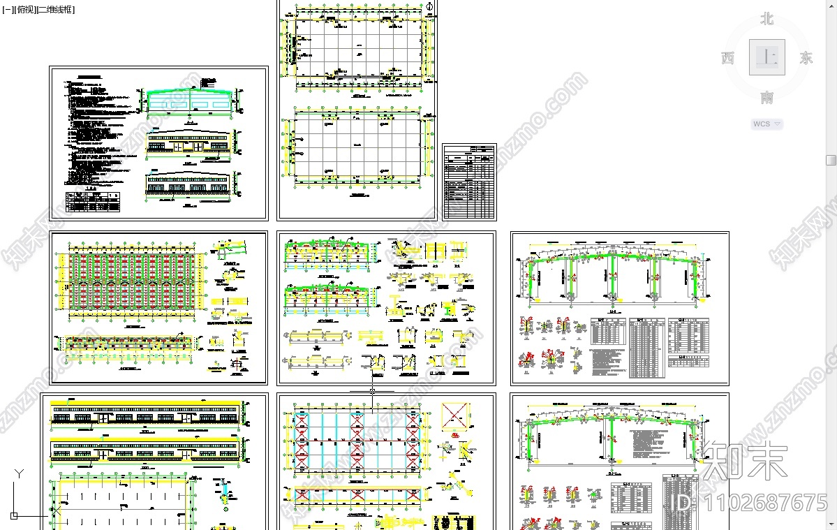 五套常用cad钢结构厂房建筑设计施工图纸施工图下载【ID:1102687675】