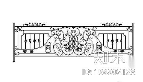 铁艺栏杆标准段设计图3cad施工图下载【ID:164902128】