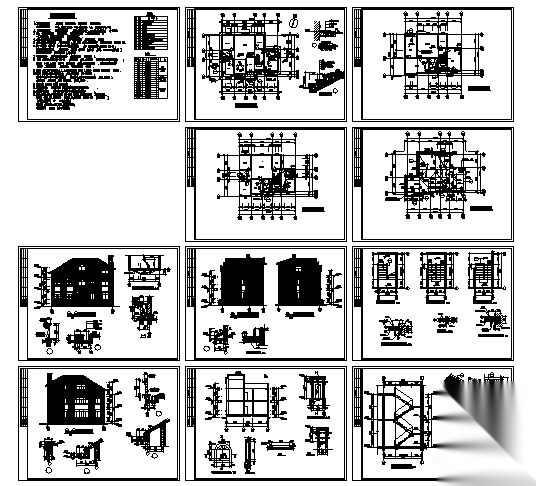 某三层别墅建筑设计施工图cad施工图下载【ID:149917148】