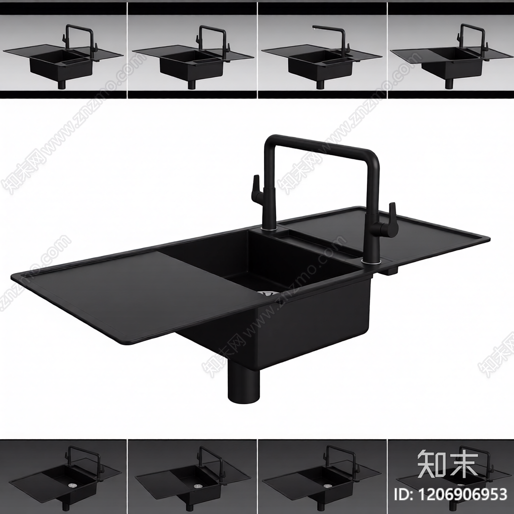 黑色水槽组合3D模型下载【ID:1206906953】