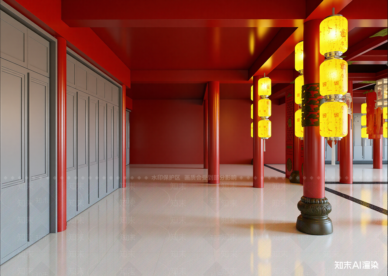 新中式走廊3D模型下载【ID:1215115979】