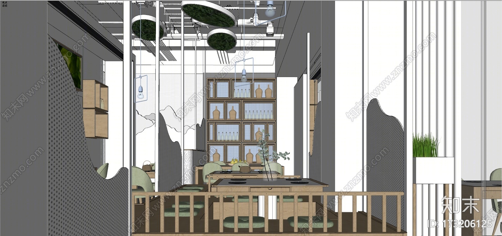 现代西餐厅SU模型下载【ID:173206125】