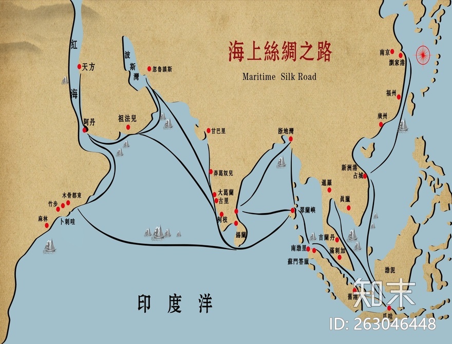 丝绸之路地图贴图下载【ID:263046448】