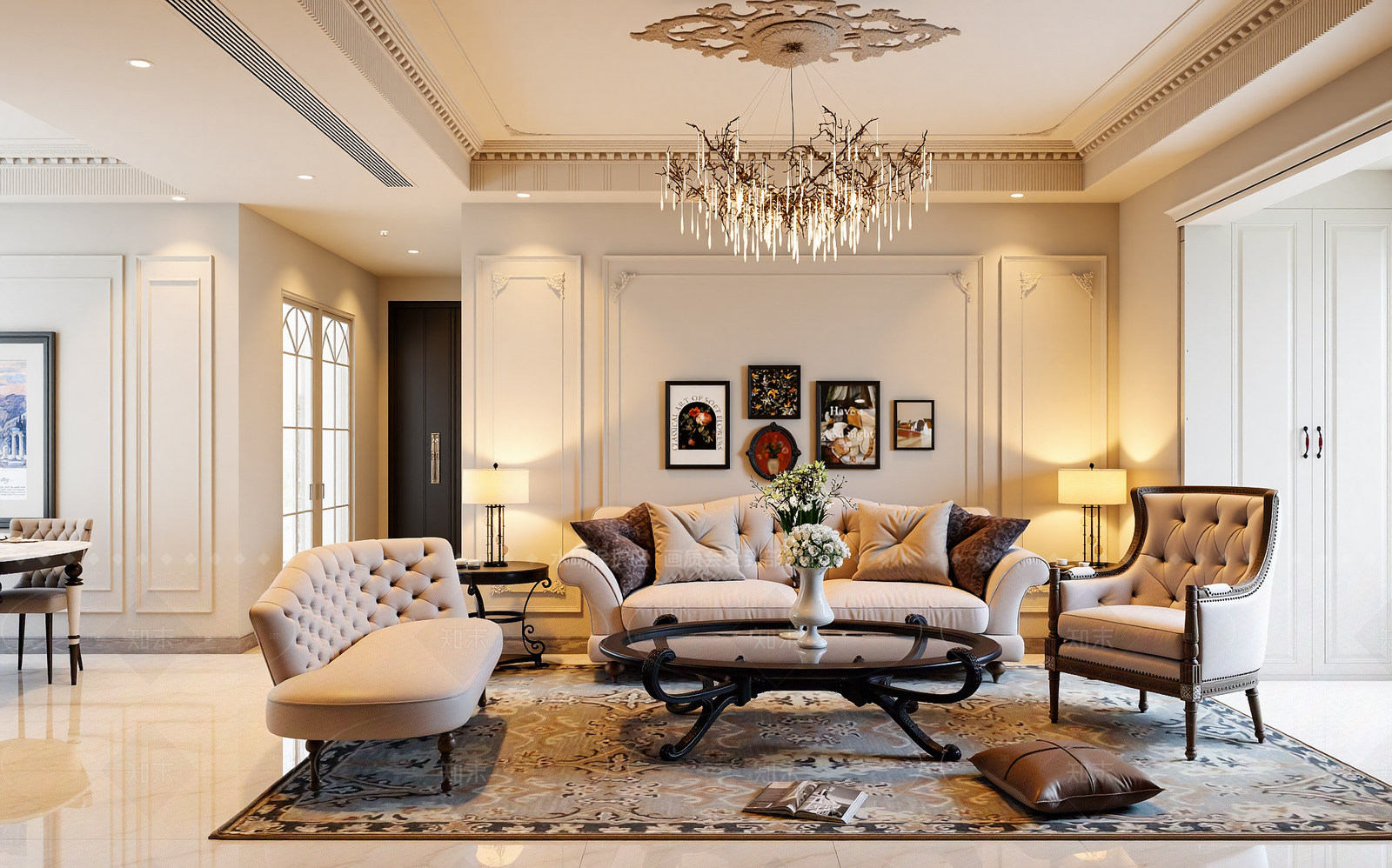 简欧家居客厅3D模型下载【ID:1214571029】