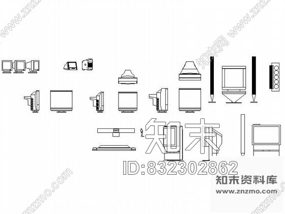 图块/节点家装电视机CAD图块下载施工图下载【ID:832302862】