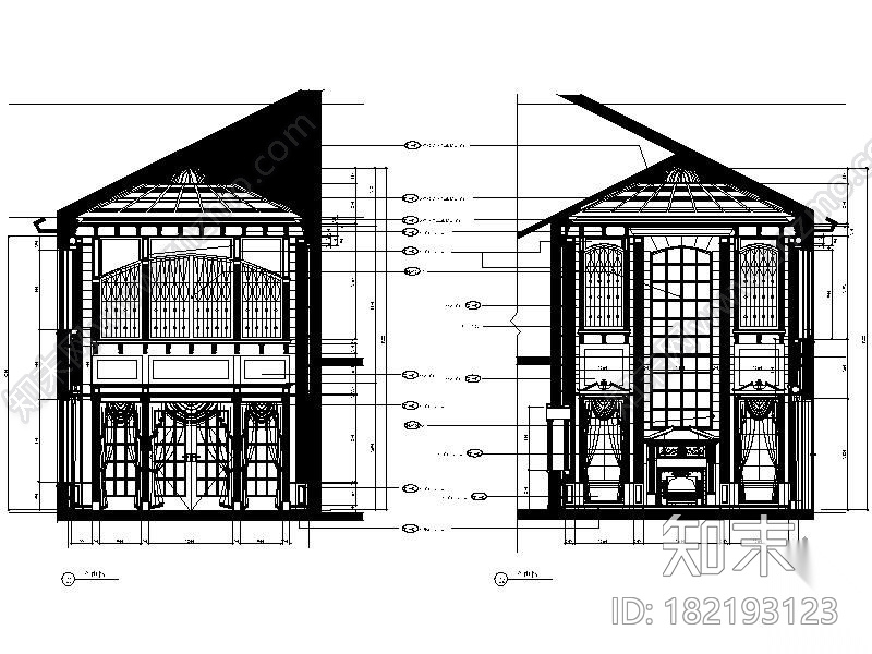 [上海]双层豪华庄园别墅施工图cad施工图下载【ID:182193123】