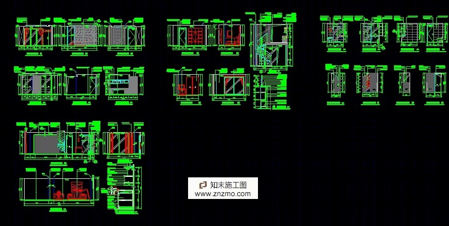 精品简约现代风格两层单身公寓室内装修设计施工图（含效果）cad施工图下载【ID:56900161】