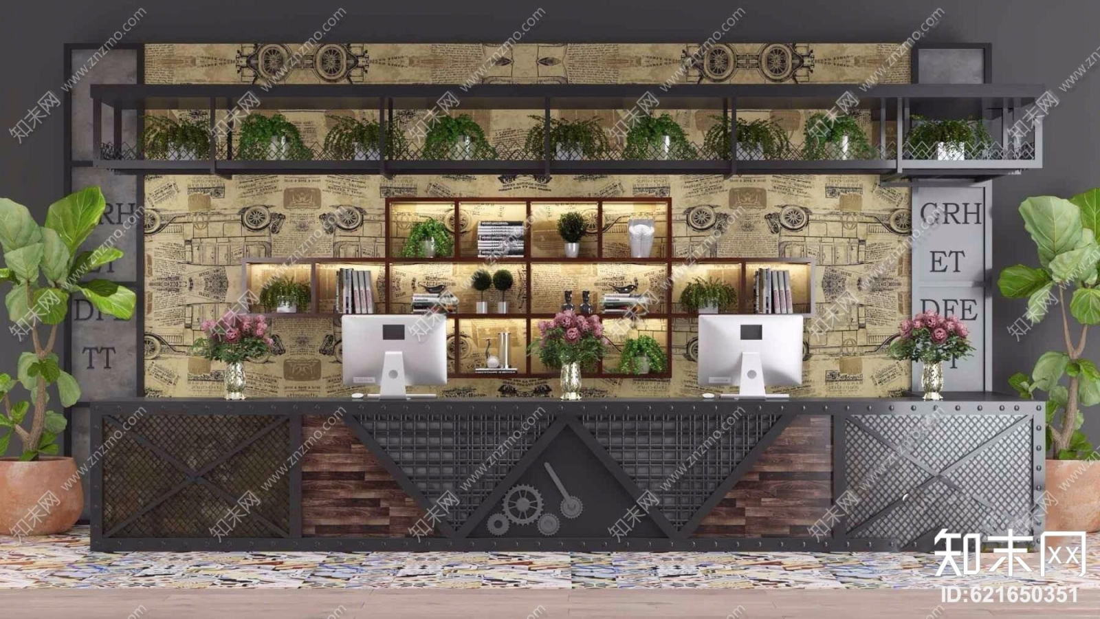 现代餐吧吧台收银台3D模型下载【ID:621650351】