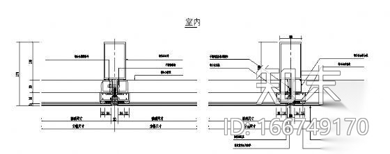 玻璃幕墙横向节点五cad施工图下载【ID:166749170】