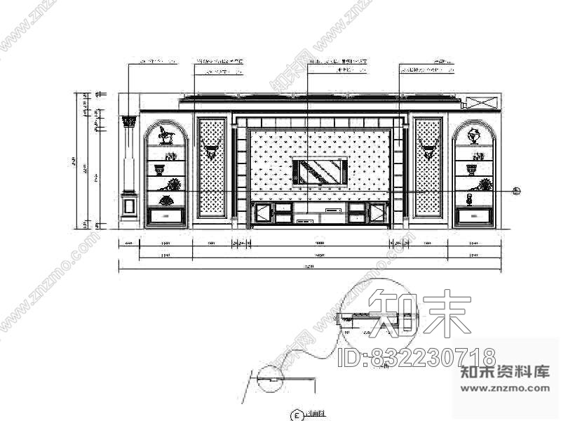 图块/节点欧式客厅背景立面图施工图下载【ID:832230718】