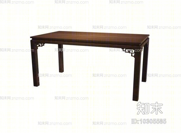 传统中式原木色长方形木艺餐桌3D模型下载【ID:10305585】
