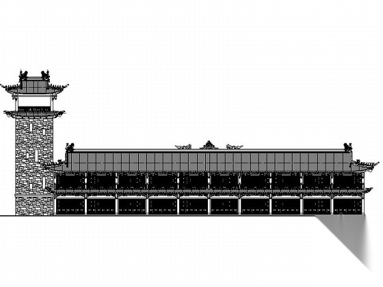 [重庆]某二层仿古美食商业街建筑施工图cad施工图下载【ID:165139145】