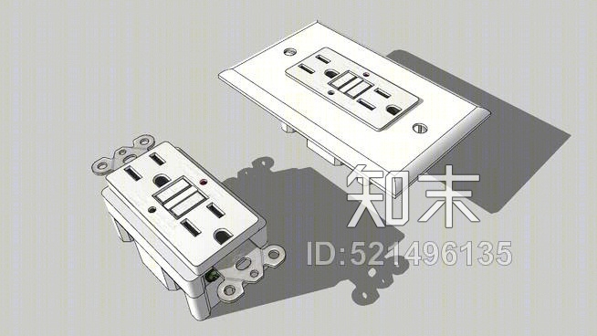 厨房或浴室用单电源插座-白色SU模型下载【ID:521496135】