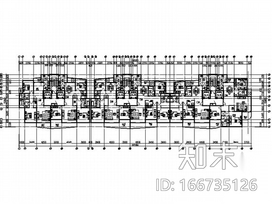 某小高层板式住宅户型图cad施工图下载【ID:166735126】