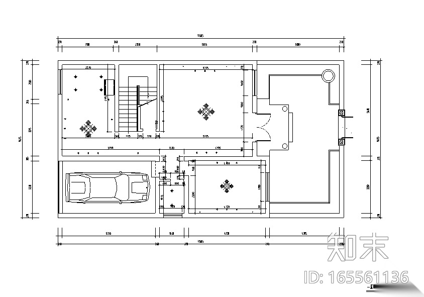 中式风格三层别墅设计施工图（附效果图）cad施工图下载【ID:165561136】