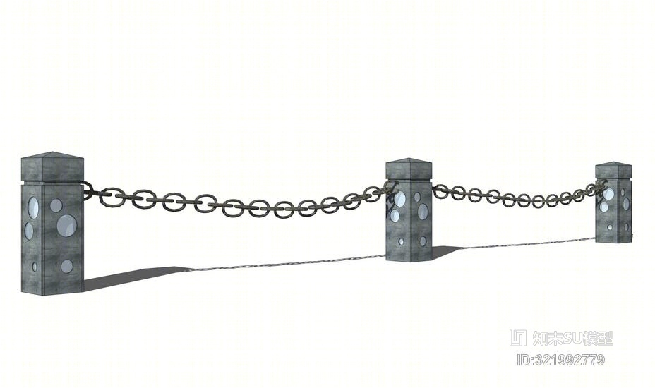铁链栏杆SU模型下载【ID:321992779】