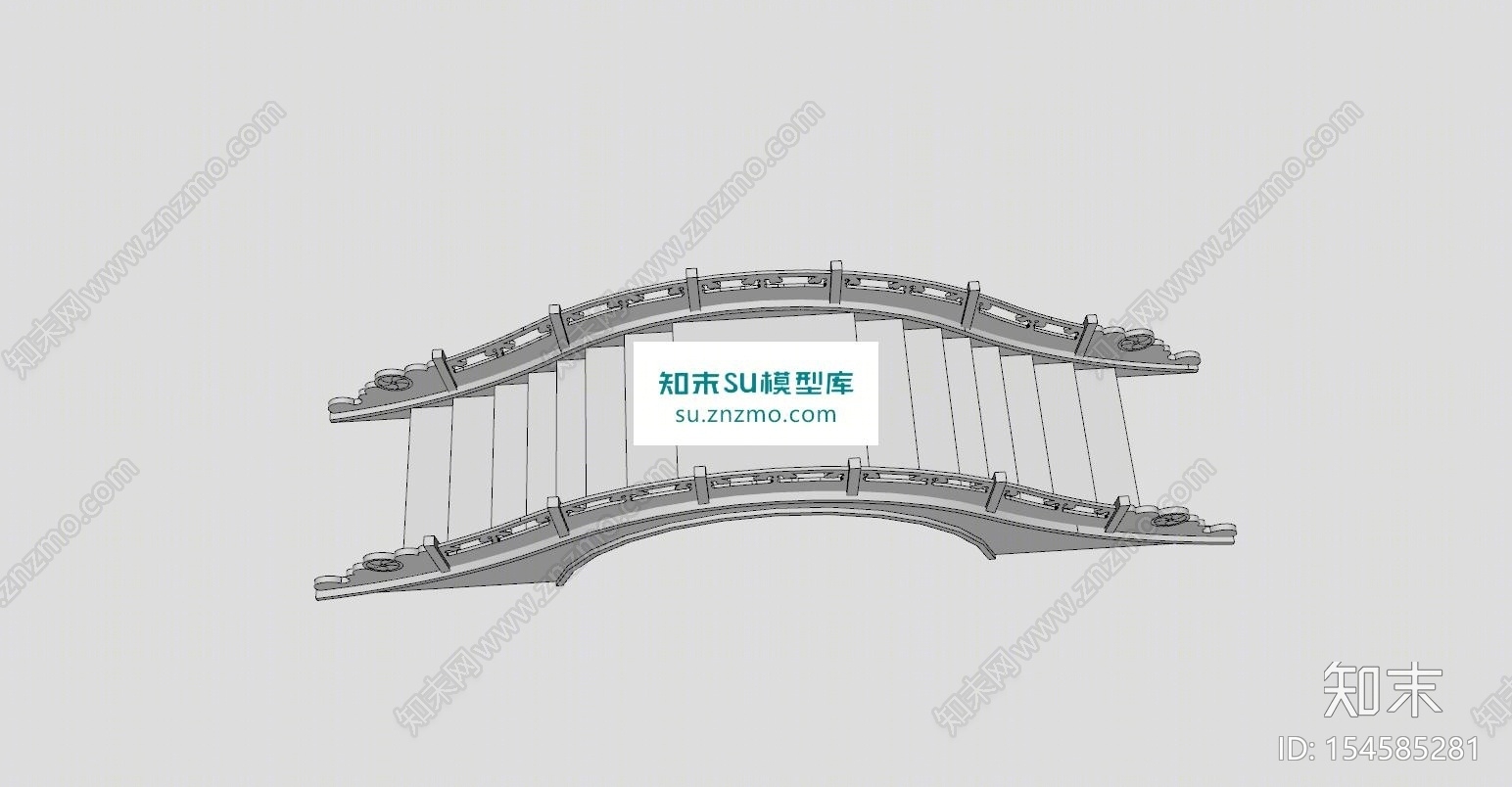 汉白玉带桥石拱桥SU模型下载【ID:154585281】