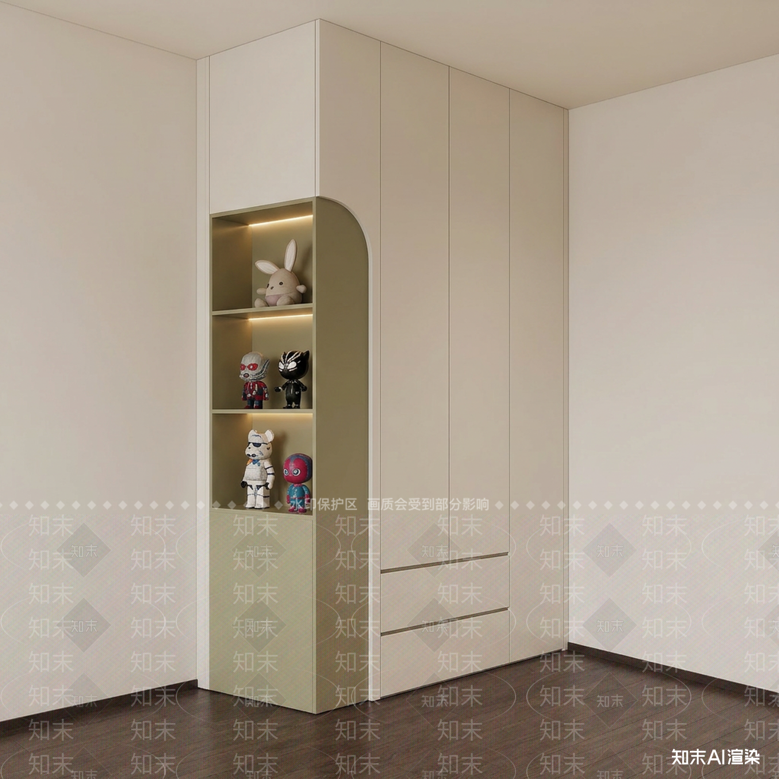 中古衣柜3D模型渲染效果图