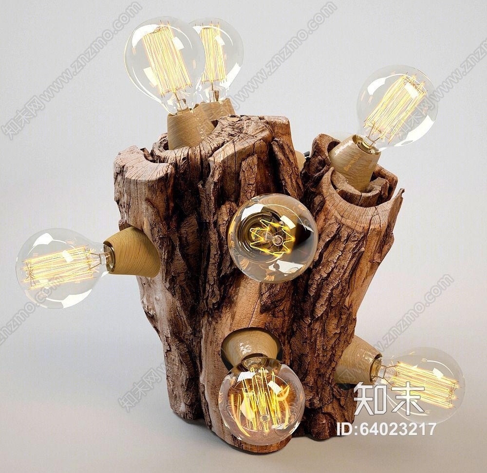 现代创意树木灯泡台灯3D模型下载【ID:64023217】