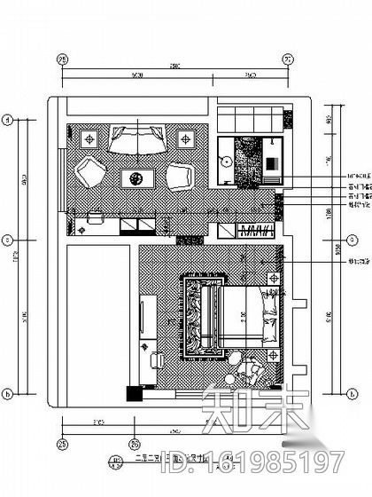 [山东]某酒店二套间装修图cad施工图下载【ID:161985197】