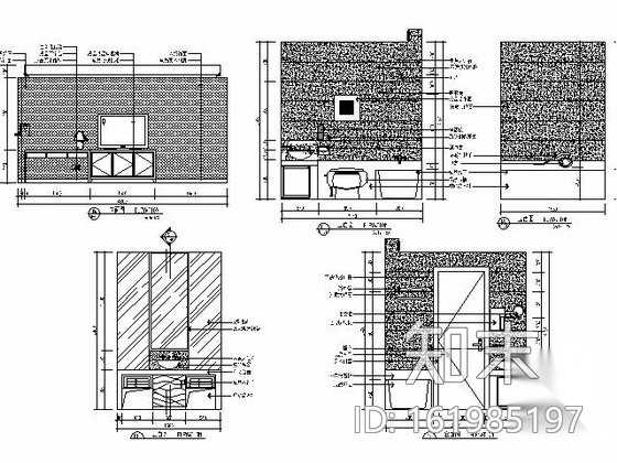 [山东]某酒店二套间装修图cad施工图下载【ID:161985197】